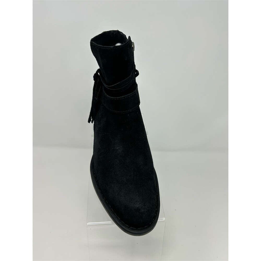 Born Bridgett Womens Booties Black Ankle Wrap Strap Buckle Side Zip Size 6.5 - Picture 3 of 11